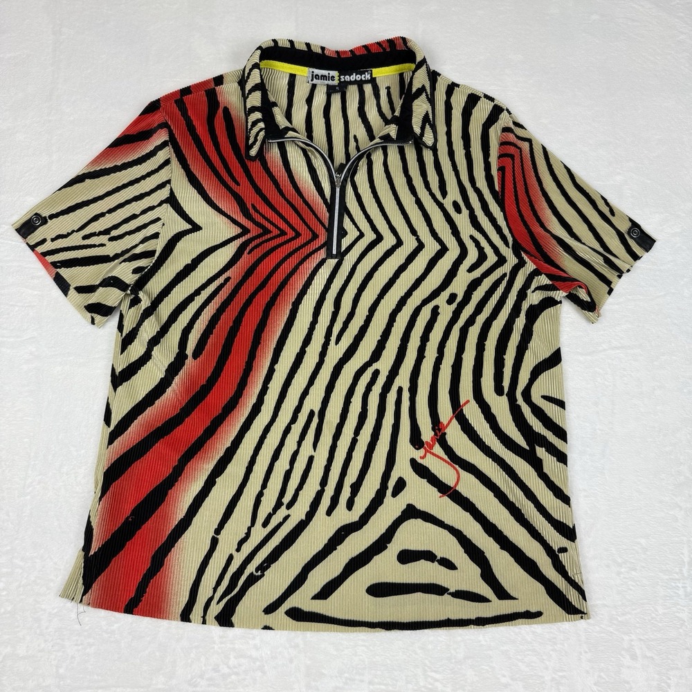 Jamie Sadock Women's Short Sleeve Multicolor Golf Top 1/4 Zip Stretch Size XL